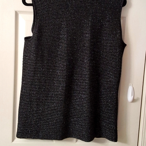 Black Metallic Mock Neck Vintage Sweater Office Wear Business Casual Meeting Top - Picture 15 of 16